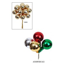 16MM Assorted Glass Balls With Wire - Green, Red, Gold, Silver (lot of 24 bunches) SALE ITEM